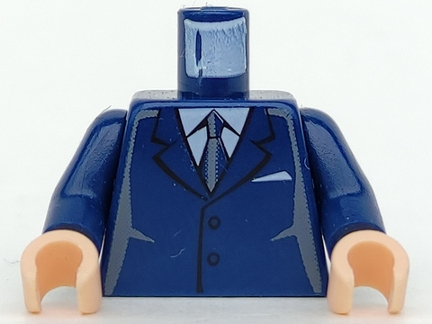Torso Suit with 2 Buttons, Gray Sides, Black Centerline and Tie Pattern / Dark Blue Arms / Light Nougat Hands