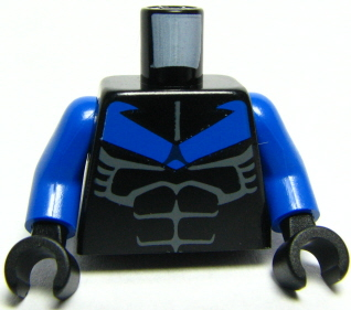 Torso Batman Nightwing Blue V Logo and Muscles Pattern / Blue Arms / Black Hands