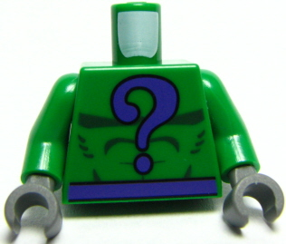 Torso Batman Dark Purple Question Mark and Belt Pattern / Green Arms / Dark Bluish Gray Hands