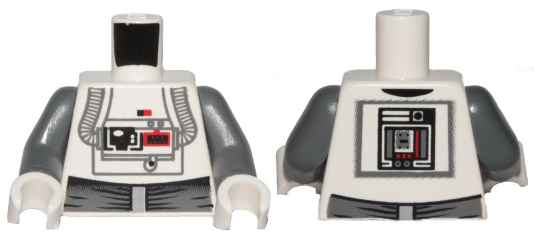 Torso SW AT-AT Driver Dark Bluish Gray Pattern / Dark Bluish Gray Arms / White Hands
