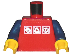 Torso Gravity Games with 3 White & Silver Logos Pattern / Dark Blue Arms / Yellow Hands