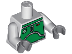 Torso SW Mandalorian Green Armor Panels Pattern / Light Bluish Gray Arms / Dark Bluish Gray Hands