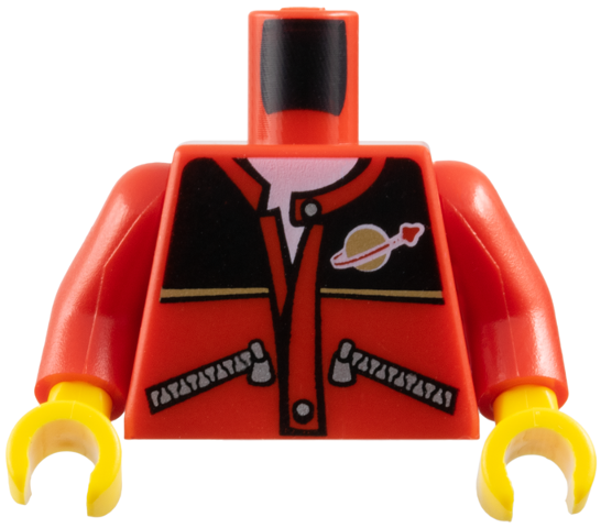 Torso Jacket with Zippers, Black Top, Classic Space Logo, White Undershirt Pattern / Red Arms / Yellow Hands