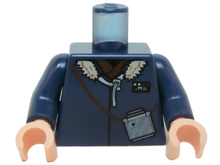 Torso SW Jacket with Collar and Monocular Pattern (Han Solo) / Dark Blue Arms / Light Nougat Hands