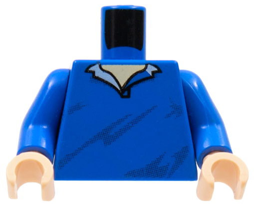 Torso Speed Racer Pullover Open Collar, Diagonal Wrinkles Pattern / Blue Arms / Light Nougat Hands