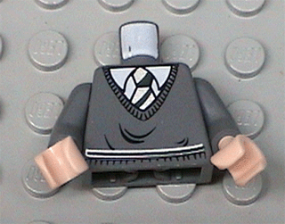 Torso Harry Potter Sweater and Green Striped Tie Pattern / Dark Bluish Gray Arms / Light Nougat Hands