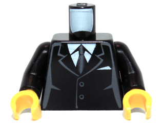 Torso Suit with 2 Buttons, Gray Sides, Gray Centerline and Tie Pattern / Black Arms / Yellow Hands