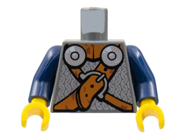 Torso Viking Armor with 2 Shoulder Disks and Crisscross Belt Pattern / Dark Blue Arms / Yellow Hands