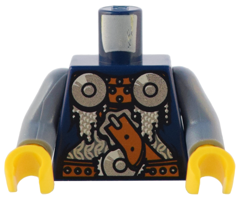 Torso Viking Armor with 2 Shoulder Disks and Waist Disk Pattern / Sand Blue Arms / Yellow Hands