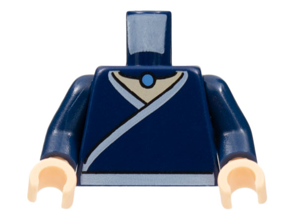 Torso Avatar White Robe Trim and Belt, Light Blue Necklace Gem Pattern / Dark Blue Arms / Light Nougat Hands