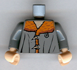 Torso Jacket with Toggle Buttons and Dark Orange Fur Lining, Light Nougat Neck Pattern / Dark Bluish Gray Arms / Light Nougat Hands