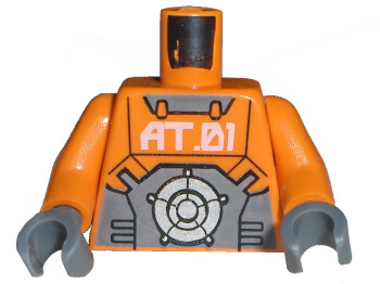 Torso Exo-Force with 'AT.01' Pattern / Orange Arms / Dark Bluish Gray Hands
