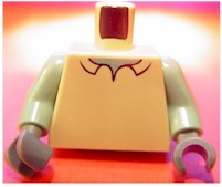 Torso Shirt with Collar, Sand Green Neck Pattern / Sand Green Arms / Dark Bluish Gray Hands