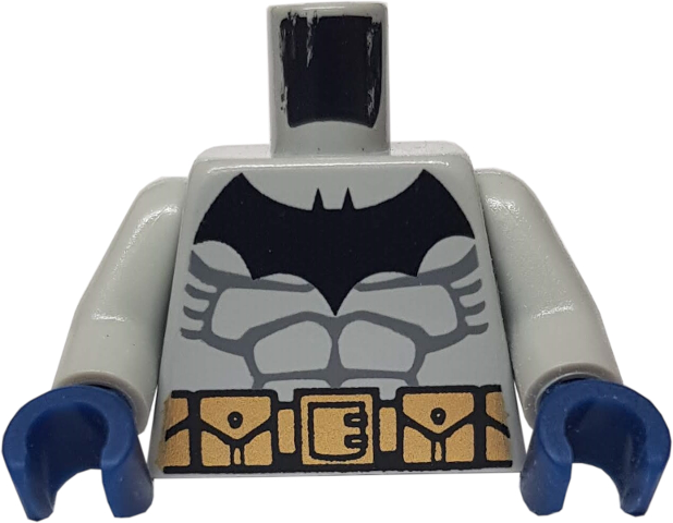 Torso Batman Logo with Muscles and Yellow Belt with Snaps Pattern / Light Bluish Gray Arms / Dark Blue Hands