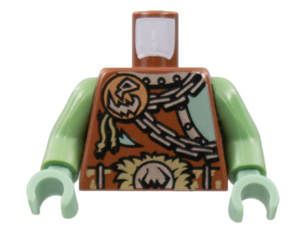 Torso Castle Fantasy Era Armor with Troll Skull Badge and Chains Pattern / Sand Green Arms / Sand Green Hands