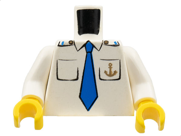 Torso Boat Anchor Logo, Blue Tie, Two Pockets Pattern / White Arms / Yellow Hands