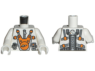 Torso Space Mars Mission Astronaut with Orange and Silver Pattern / White Arms / White Hands