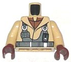 Torso SW Naboo Fighter Jacket with Reddish Brown Undershirt and Dark Bluish Gray Harness Pattern / Tan Arms / Reddish Brown Hands