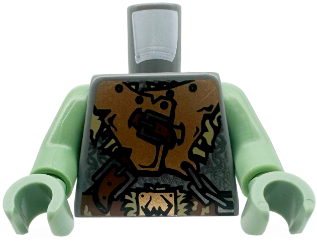Torso Castle Fantasy Era Armor with Brown Belts and Troll Symbol Buckle Pattern / Sand Green Arms / Sand Green Hands