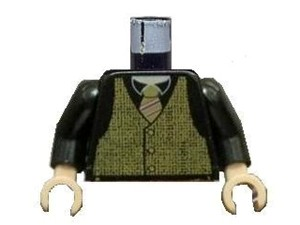 Torso Speed Racer Tweed Vest with Rep Striped Tie Pattern / Black Arms / Light Nougat Hands