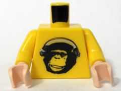 Torso Speed Racer Chimpanzee with Silver Headphones Pattern / Yellow Arms / Light Nougat Hands