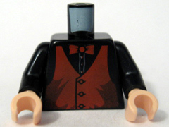 Torso Speed Racer Dark Orange Vest and Bow Tie Pattern / Black Arms / Light Nougat Hands