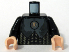 Torso Speed Racer with Gold 'R' in Circle and Chest Armor Pattern / Black Arms / Light Nougat Hands