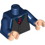 Torso Speed Racer Dark Bluish Gray Pinstripe Vest and Red Tie Pattern / Dark Blue Arms / Light Nougat Hands