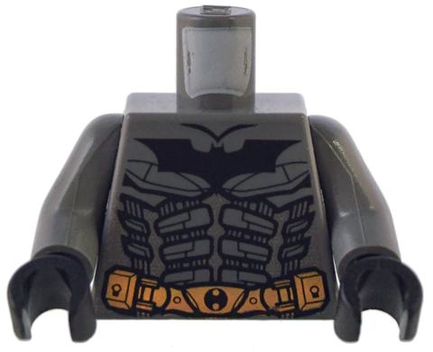 Torso Batman Logo with Body Armor and Copper Belt Pattern / Dark Bluish Gray Arms / Black Hands