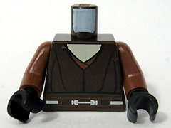 Torso SW Jedi Robe over Tan Shirt, Reddish Brown Trim, Belt with Silver Lines and Details Pattern / Reddish Brown Arms / Black Hands