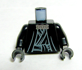 Torso SW Layered Shirt, Robe Tie, Silver Neck Clasp Pattern / Black Arms / Black Hands