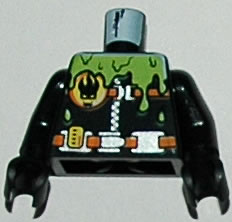 Torso Agents Villain Wetsuit with Zipper and Green Slime Pattern / Black Arms / Black Hands