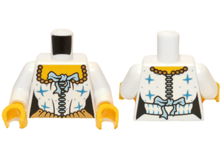 Torso Pirate Female Corset and Medium Blue Ribbon Pattern / White Arms / Yellow Hands