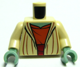 Torso SW Open Robe, Dark Orange Shirt with Dark Red Waist Sash, Sand Green Neck Pattern (Yoda) / Tan Arms / Sand Green Hands