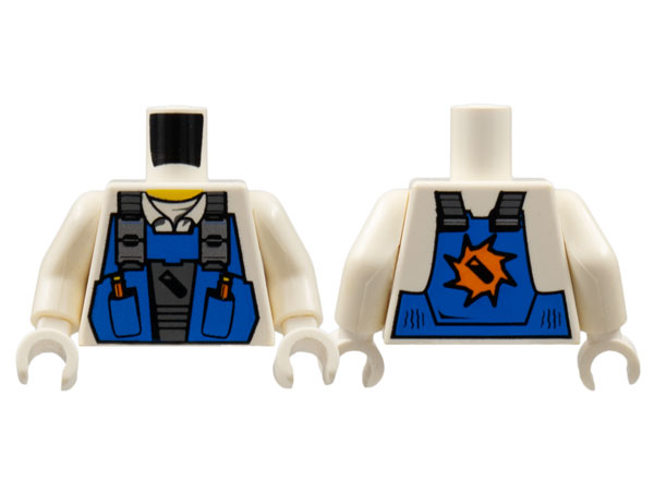 Torso Power Miners Blue Vest over Shirt with Collar Pattern / White Arms / White Hands