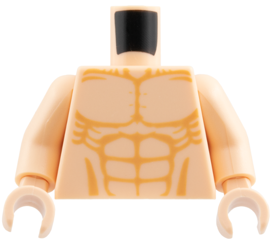 Torso Bare Chest with Muscles Outline Detailed Pattern / Light Nougat Arms / Light Nougat Hands