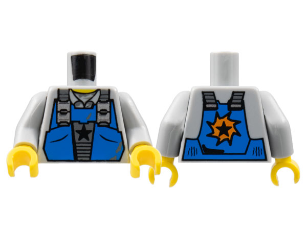 Torso Power Miners Blue Vest with Star over Shirt with Collar Pattern / Light Bluish Gray Arms / Yellow Hands