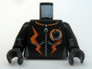 Torso Agents Villain Female with Zipper and Orange Lightning Bolts Pattern / Black Arms / Black Hands