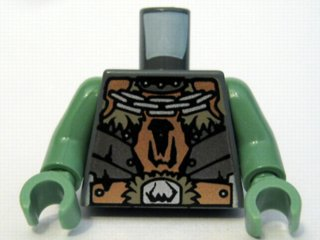 Torso Castle Fantasy Era Armor with Chain Necklace and Large Belt Pattern / Sand Green Arms / Sand Green Hands