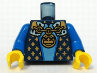 Torso Castle Fantasy Era with Gold Chain, Medallion and Gold Detail Pattern / Blue Arms / Yellow Hands