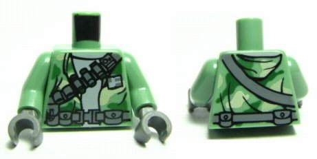 Torso SW Camouflage Pattern Weapon and Ammunition Belts Pattern / Sand Green Arms / Dark Bluish Gray Hands