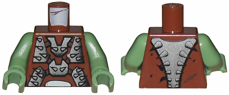 Torso Space Police 3 Spiked Armor Pattern / Sand Green Arms / Sand Green Hands