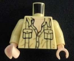 Torso Indiana Jones Open Collar Shirt with Pockets Pattern / Tan Arms / Light Nougat Hands