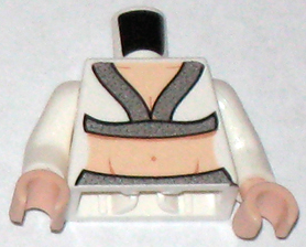 Torso Female Crop Top with Silver Hems, Light Nougat Neck and Midriff with Nougat Navel Pattern / White Arms / Light Nougat Hands