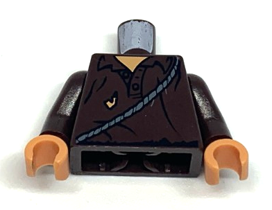 Torso Indiana Jones Tattered Shirt with Thin Rope Sash Pattern / Dark Brown Arms / Nougat Hands