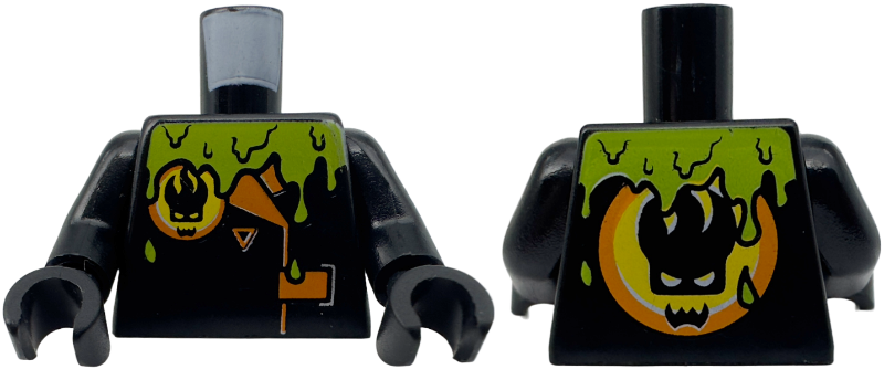 Torso Agents Villain Jacket with Orange Lapels and Buckle and Lime Slime Pattern / Black Arms / Black Hands