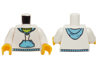 Torso Hooded Sweatshirt with Medium Blue Pocket and Drawstring Front, Medium Blue Hood Back Pattern / White Arms / Yellow Hands