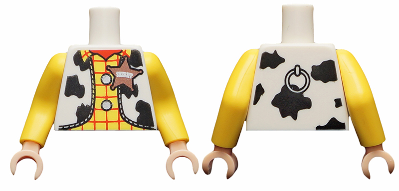 Torso Western Outfit Male with Sheriff Star Pattern / Yellow Arms Long / Light Nougat Hands