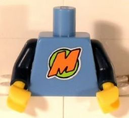 Torso with Orange Capital Letter M over Lime Circle Pattern (LEGO Club Max) / Dark Blue Arms / Yellow Hands
