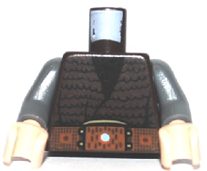 Torso Hassansin Leader (Zolm), Vest with Black V-Neck and Woolen Pattern with Wide Belt / Dark Bluish Gray Arms / Light Nougat Hands